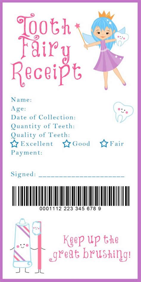 Free Printable Tooth Fairy Receipt